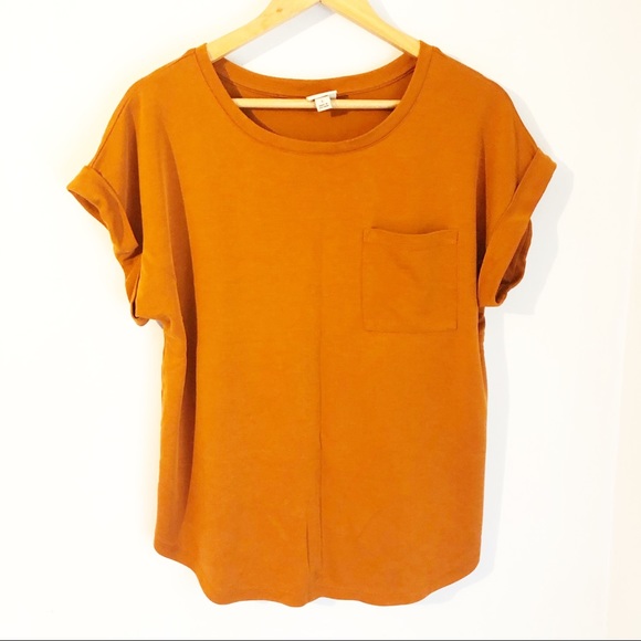 a new day Tops - A New Day orange cap sleeve pocket shirt sz L
